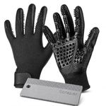 Pet Grooming Gloves & Hair Remover Scraper – Removes Pet Hair in Seconds | 2-in-1 Deshedding Brush for Dogs & Cats | No More Fur on Sofa, Carpet & Furniture