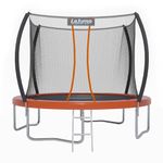 LeJump 10Ft Trampoline,Outdoor Games Recreational Big Trampoline with Enclosure Net & Ladder Play Yard Outdoor Games for Adults & Kids Outdoor Toy (Orange, 10FT)