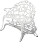 vidaXL Classic White Cast Aluminium and Iron Garden Bench for Two - Weather-Resistant Outdoor Patio Furniture