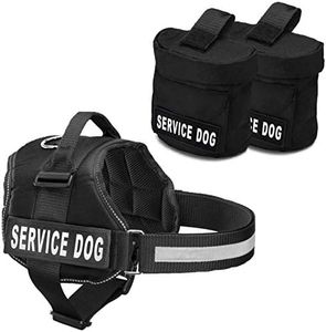 Service Dog Vest Harness with 2 Removable Saddle Bags, Dog Backpack with Reflective Service Dog Velcro Patches, by Industrial Puppy