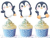 10 pcs Penguin Cupcake Toppers - Adorable Arctic Animal Cake Decorations for Winter Parties