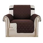 H.VERSAILTEX Chair Slipcover Reversible Chair Covers for Armchair Small Chair Cover for Living Room Water Repellent Furniture Protector for Pets Dogs Seat Width Up to 21"(Armchair, Brown/Beige)