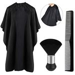 JANYUN Professional Barber Cape with Neck Duster Brush, Hair Cutting Cape and Hairdressing Comb, Salon Accessories For Men and Women (Black)