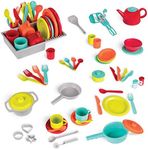 Battat – Toy Kitchen Set – 71Pc Pretend Cooking Accessories – 4 Table Settings & Cutlery – Dishwasher Safe & Worry-Free – 2 Years + – Deluxe Kitchen Playset