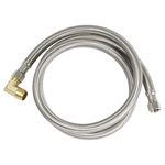 Everflow Supplies 27748PR-NL Premium Lead Free Braided Stainless Steel Premium Dishwasher Connector Hose with PVC Inner Tube, 3/8" Compression Connections and Brass Elbow, 48"