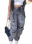 Cargo Jeans for Women High Waist Mu
