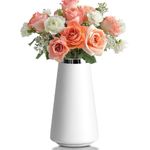 Comsaf Ceramic White Vase, Modern Tall Flower Vase, Table Centerpieces, Boho Wedding Centerpiece, Classic Style Vase for Home, Shelf, Kitchen, Living Room, Bathroom, Mantel, 8.8 Inch, White