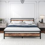 BOFENG King Size Bed Frame with Wood Headboard and Footboard,Heavy Duty Platform Bed Frame King Size with Storage No Box Spring Needed,Mattress Foundation,Non-Slip Without Noise,Rustic Brown