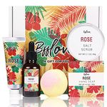 Spa Gift Set for Women, Bath Gift Box, Birthday Gifts, Spa Kit, 5pc Rose Bath Sets Include Massage Oil, Bath Bomb, Salt Scrub, Soap, Hand Cream, Birthday & Christmas Gift Ideal