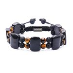 Triple Protection Crystal Stone Bracelets for Men, Natural Black Tourmaline Mens Bracelet Beads Lava Tiger Eye Bracelet, HASKARE Healing Bracelet Unique Christmas Fathers Day Bracelet Gifts for Men