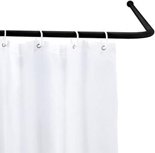 WENKO Barra Angular Universal Negro Barra para Cortina de Ducha Negro