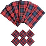 6 Plaid Tartan Oversized Napkins (17x17 Inches) for Everyday Place Settings, Rustic Farmhouse Decor, Christmas, Thanksgiving Dinner, Holidays, Family Dinners and BBQ's (Red Tartan Plaid)