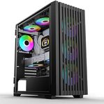 iONZ KZ16 V2 Black PC Computer Mid Tower Gaming ATX E-ATX Case Tempered Glass High Airflow - Front I/O USB Type-C - Includes 4 ARGB Fans