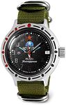 VOSTOK | Men’s Amphibian VDV Airborne Troops | Automatic Self-Winding Russian Military Style Diver Watch | WR 200 m | Model 420288, green, Diver,Self-winding