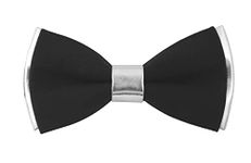 LEONARDI Pre-Tied Bow Tie for Men (Silver 1) Pack of 1 | Size - standard | color - Black & silver |