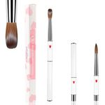 ANGNYA 100% Kolinsky Acrylic Nail Brush, Professional Nail Brushes for Acrylic Application Nail Extension with Hearts on White Handle Nail Art Brush Manicure for Women for DIY Home Salon Size 16