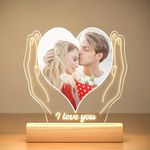 Custom Picture Frames with Night Light, Personalized Acrylic Plaque with Photo, Personalized Anniversary Couples Gifts for Women and Men, Custom Valentines Day Gifts for Him and Her