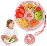 Snack Spinner for Toddlers with Lid, Small 5-Compartment Durable, Portable, Leak-Proof – Easy to Open, BPA-Free, Dishwasher Safe – Perfect for Travel, Daycare, Lunchboxes, and On-The-Go Snacks (Pink)