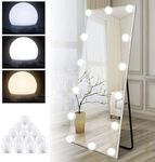 Akynite Mirror Lights 14 Bulbs Hollywood Style with USB Cable, 3 Colour Changing & 10 Brightness, Long Mirror Lights Stick On for Makeup, LED Vanity Lights for Dressing Table (No Mirror & USB Adapter)