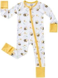 pureborn Baby Girls Sleeper Viscose from Bamboo Pajamas 2-Way Zipper Snug Fit Sleepwear Buzzy Bee 3-6 Months
