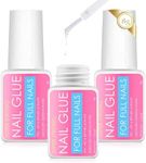 3 Bottles of 8g Nail Glue,Fast-Drying Nail Glue,Super Strong Nail Glue for Nail Tips,with Brush Nail Glue for Acrylic Nails,Super Strong Nail Glue for for Press Ons Super Strong