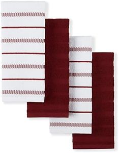 KitchenAid Albany Kitchen Towel 4-Pack Set, Cotton,Smoked Paprika Red/White, 16"x26"