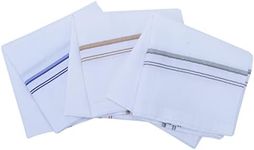 Royal Mart Men's Handkerchief Set - Large 17x17 Inches - Hemstitched - Multi-Colored - 100% Cotton (White, Pack of 12)