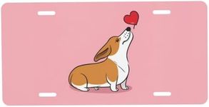 FeHuew Cute Howl Heart Corgi License Plate Front Car Decorative Novelty Auto Plate Car Tag Vanity Gift Metal Aluminum Plate for Women/Man 12x6 inch Wall Decor