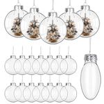 KIMOBER 24PCS Plastic Discs Ornaments,3.15 Inch Clear Flat Sphere Fillable Hanging Ornament Ball for DIY Craft Xmas Tree Decoration