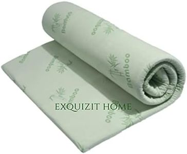 EXQUIZIT HOME Bamboo Mattress Topper Memory Foam Removable Zip Cover With Antibacterial hypo Allergenic Single Bed Mattress Topper 90cm x 190cm + 2cm Approximately