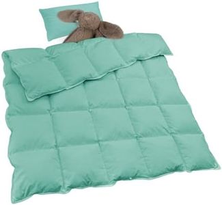 zzlamb Warm Baby Quilt Crib Comforter Small Duvet Insert, Toddler Down Comforter Kids Crib Down Blanket, Lightweight Soft Noiseless Cotton-Blended Shell Down Proof Machine Washable, Aqua 41x48in