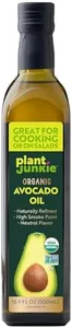 Plant Junkie Organic Refined Avocado Oil, Non-GMO Cooking Oil, Kosher, Keto and Paleo Diet Friendly, for High-Heat Cooking, Frying, Baking, Avocado Oil, 16.9 Fl Oz (500mL)