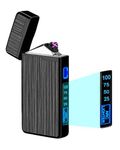 ULMCULM Electric Lighter, USB Rechargeable Lighter, Plasma Dual Arc Lighter, Windproof Flameless Lighter, Pocket Metal Lighter with LED Battery Indication for Candles, Incense, Camping (Black)