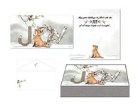 LPG Performing Arts Boxed Christmas Cards Joy Fox Mini Long Glitter Christmas Cards, Full Color Designed Envelopes, Beautiful Keepsake Box (14 Glitter Cards, 14 Coordinating envelopes) (85001)