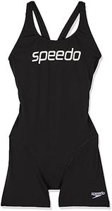 Speedo Women's Endurance+ Leaderback Sport Legsuit, Black/White, 12