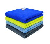 SOFTSPUN Microfiber Cloth - 4 pcs - 40x40 cms - 340 GSM Multicolor! Thick Lint & Streak-Free Multipurpose Cloths - Automotive Microfibre Towels for Car Bike Cleaning Polishing Washing & Detailing.…