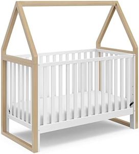 Storkcraft Orchard 5-in-1 Convertible Crib (White with Driftwood) – GREENGUARD Gold Certified, Canopy Style Baby Crib, Converts from Crib to Toddler Bed, Daybed and Full-Size Bed