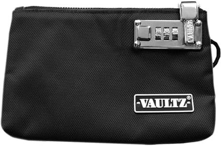 Vaultz Money Bag with Lock - 5 x 8 Inches, Men & Women's Locking Accessories Pouch for Cash, Bank Deposits, Wallet, Medicine, Phone and Credit Cards - Black