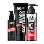 Beard Serum 50ml,Beard Softener 50g & GodFather Beard Wash 100ml (Set of 3) | Ultimate Beard Growth & Softening Kit for Men - Beard Serum, Beard Conditioner, and Beard Shampoo for Nourished, Shiny & Healthy Beard - All-in-One Grooming Kit for Men