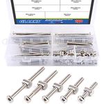 Glarks 100Pcs M6 x 40mm/50mm/60mm/70mm/80mm Hex Drive Socket Cap Furniture Barrel Screws Bolt Nuts Assortment Kit for Furniture, Cots, Babybeds, Crib, Chairs - Nickel Plated