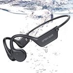 fojep Bone Conduction Headphones Bluetooth 5.3, Swimming Headphones, IPX8 Waterproof Headphones, Open-Ear Underwater Headphones with Built-in 32G Memory, Sports Earphones for Gym, Running, Cycling