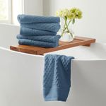 Great Bay Home 100% Cotton Hand Towel Set (16 x 28 inches) Highly Absorbent, Textured Luxury Hand Towels. Grayson Collection (Set of 6, Blue)