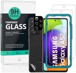 Ibywind Screen Protector for Samsung Galaxy A52s 5G/A52 5G/4G, [Pack of 2] with Camera Lens Protector (Metal Material),Back Carbon Fiber Skin Protector,Including Easy Install Kit