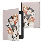 kwmobile Case Compatible with Amazon Kindle Paperwhite Case - eReader Cover - Funny Dogs Brown/White/Taupe