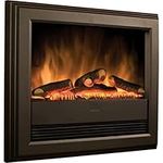 Dimplex Bach Optiflame Electric Wall Fire, Dark Grey and Black Wall Mounting and Inset Wall Fire with LED Flame Effect and Log Style Fuel Bed, Concealed 2kW Adjustable Fan Heater and Remote Control