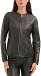 Bigardini Women's Genuine Lambskin Leather Jacket - Collarless Italian Leather Jacket (XL)