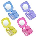 Yamitora Pack of 4 Portable Contact Lens Containers, Contact Lenses Storage with Contact Lenses Insertion Aid, Mirror - Contact Lens Case Contact Lens Cases for Travel, Home, multi-coloured, simple