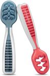 NumNum Baby Spoons Self Feeding 6 Months, 2-Pack Blue/Red