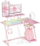 MOTPK Pink Gaming Desk L Shaped wit