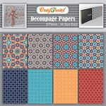 CrafTreat Decorative Decoupage Paper for Crafts -Mosaic I and II - Size: A4 (8.3 x 11.7 Inch) 8 Pcs - Decoupage Paper for Furniture, Wood and Scrapbooking